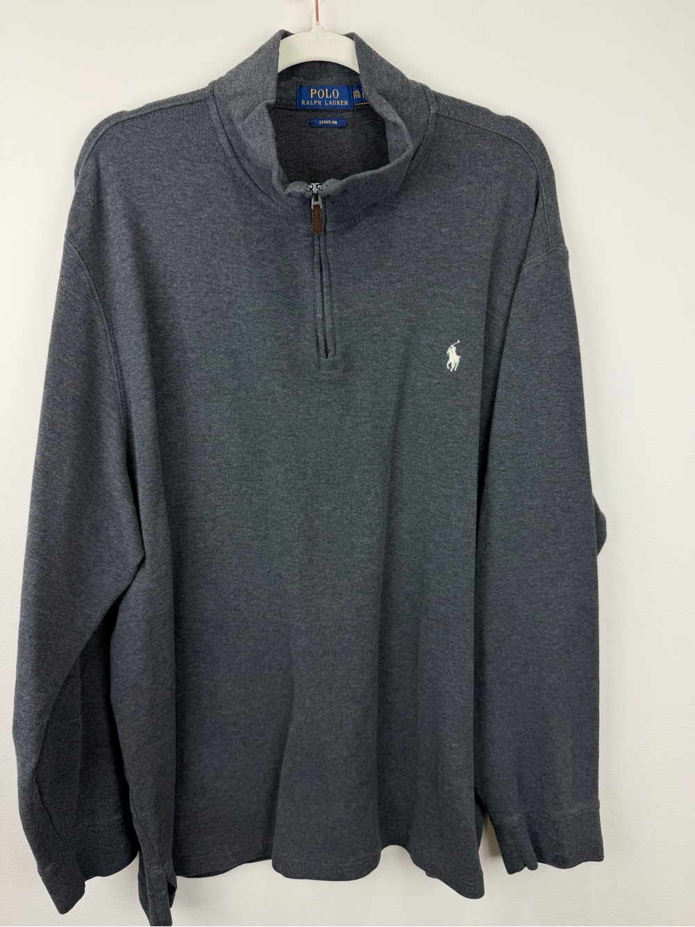 Polo Ralph Lauren Estate Rib Gray Quarter Zip Pullover XXL